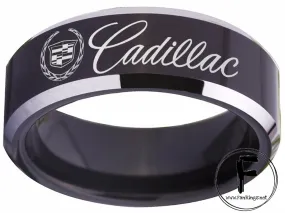 Cadillac Ring Cadillac Logo Ring Black & Silver Wedding Band sizes 4-17 #cadillac