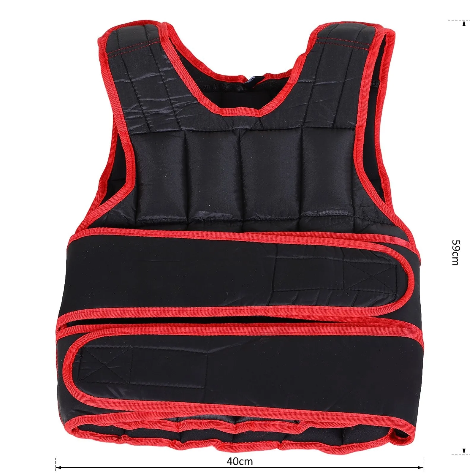 20kg Metal Sand Weight Adjustable Unisex Trainer Vest Weighted Vest Black/Red