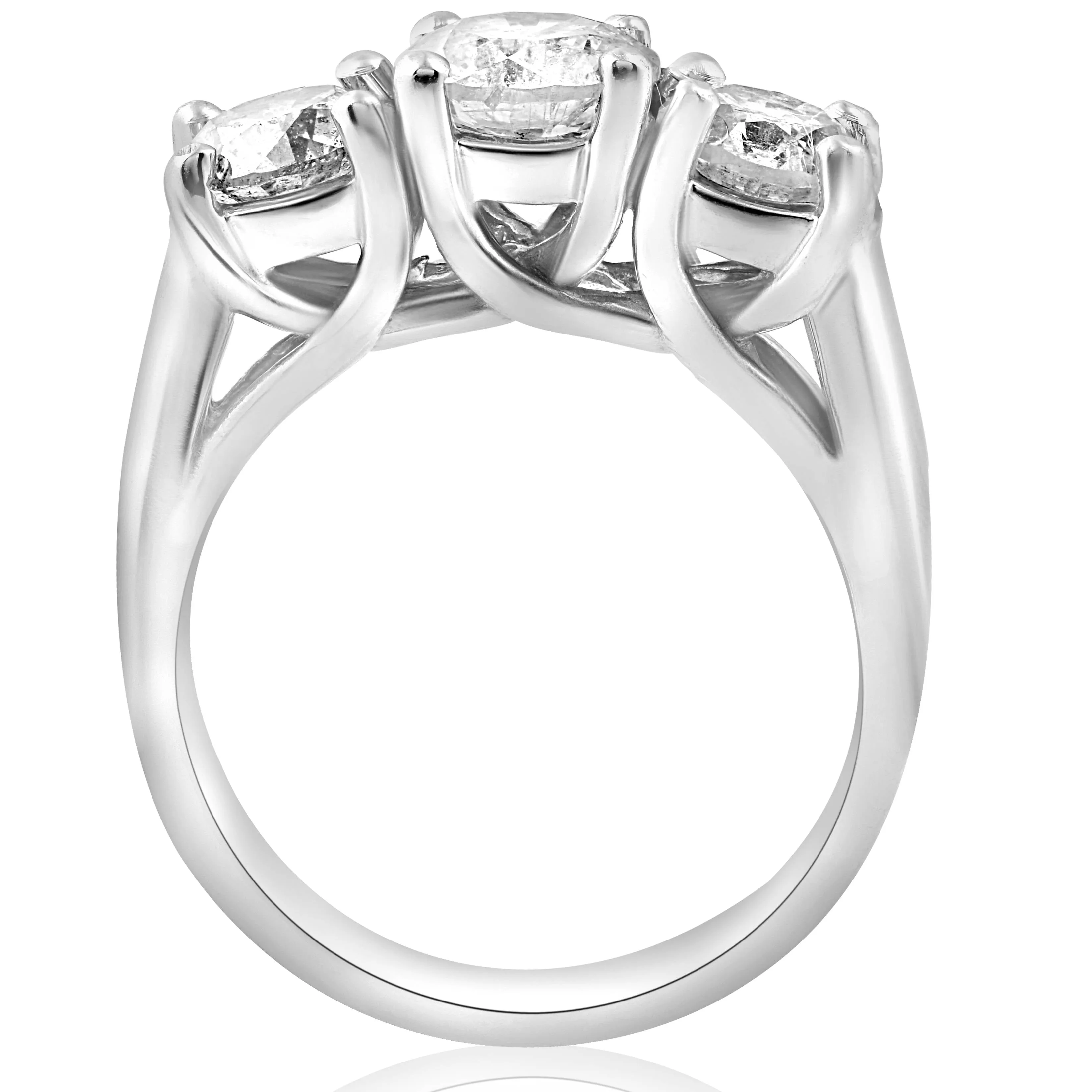 3ct Three Stone Diamond Wedding Anniversary Ring 14K White Gold Enhanced