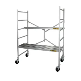 6' High Portable Aluminum Scaffold With 5" Casters And 3 Anti-Slip Platforms