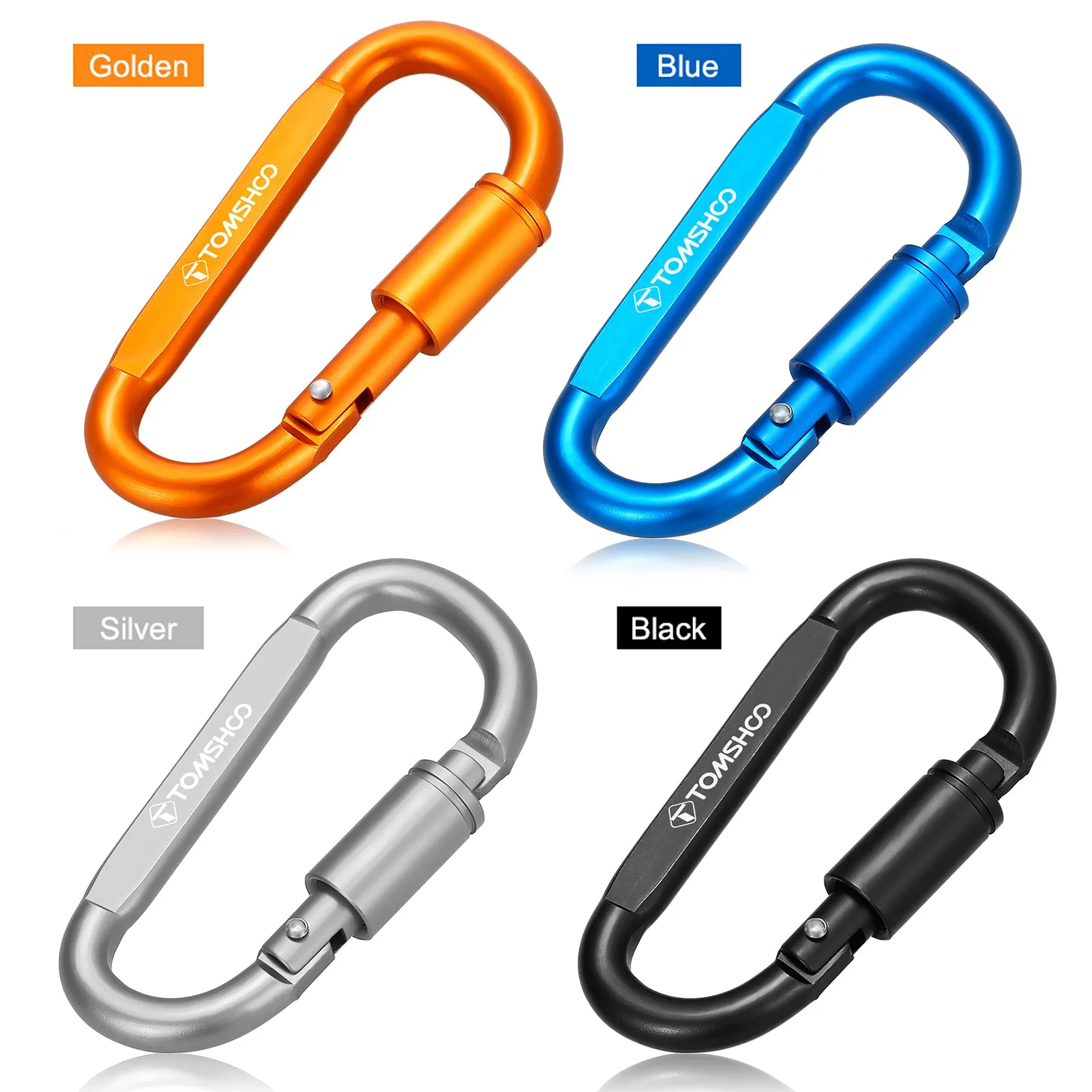 9 Pack Aluminum Alloy D-ring Locking Carabiner Clip Set