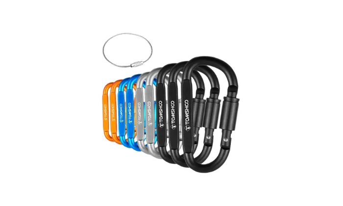 9 Pack Aluminum Alloy D-ring Locking Carabiner Clip Set