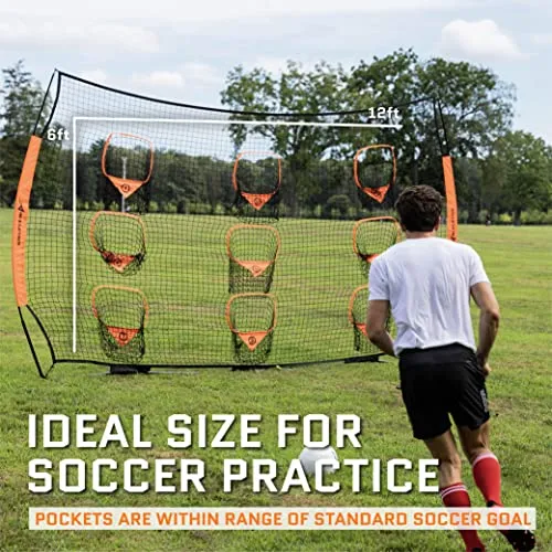 ACELETIQS Football Training Equipment Football Stuff | Portable Football Gear | Quarterback Throwing Practice Net | Improve Passing Accuracy | 12ft x 8ft with 9 Pockets [Carry Bag Included]