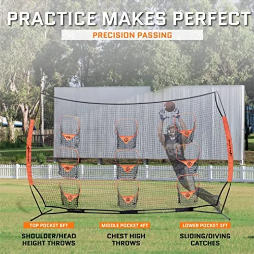 ACELETIQS Football Training Equipment Football Stuff | Portable Football Gear | Quarterback Throwing Practice Net | Improve Passing Accuracy | 12ft x 8ft with 9 Pockets [Carry Bag Included]