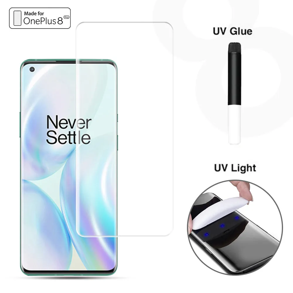 Advanced Border-less Full Coverage 3D Curved UV OnePlus 8 Pro Tempered Glass Screen Protector