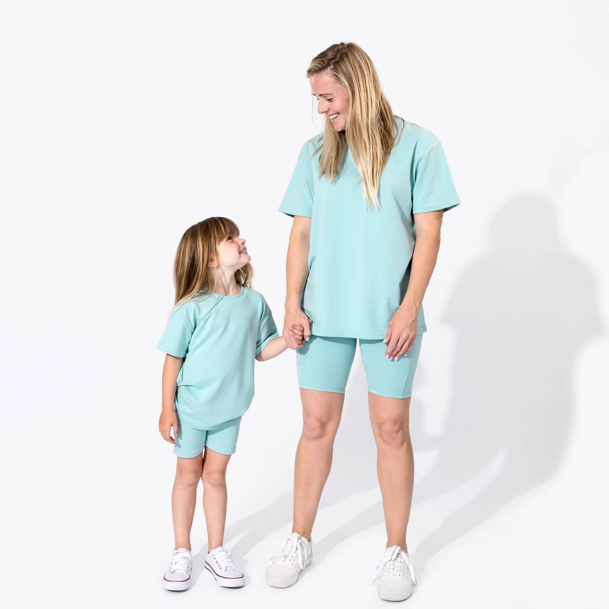 Adventure Blue Bamboo Kid's Oversized Tee & Biker Short Set