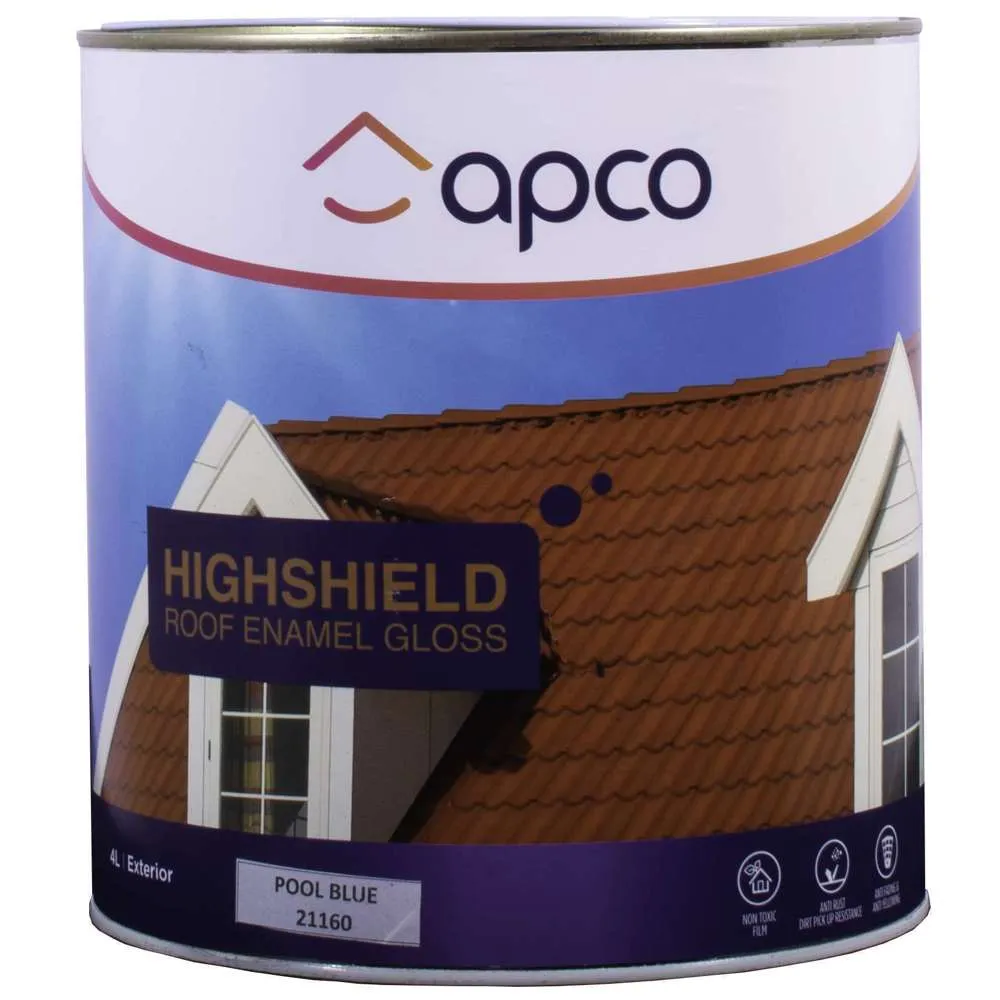 Apco Highshield Roof Paint Gloss Enamel Pool Blue 4L