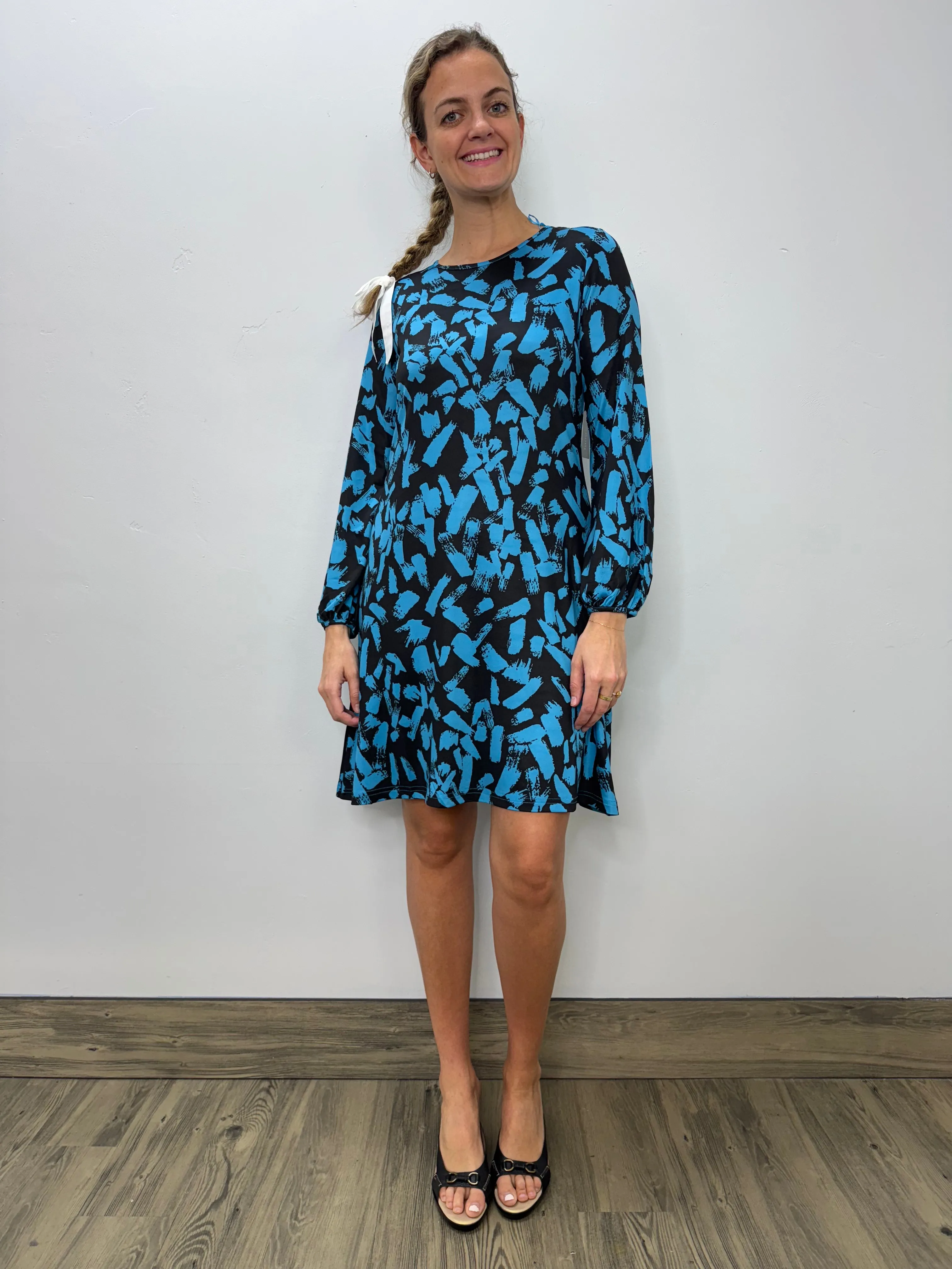 Blue and Black Pattern Dress