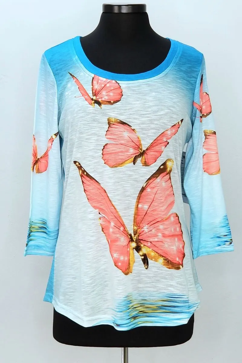 Butterfly Top 3/4 Sleeve - Peach