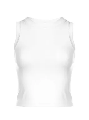 D.F. Women's Cropped Seamless Muscle Tank Top - White