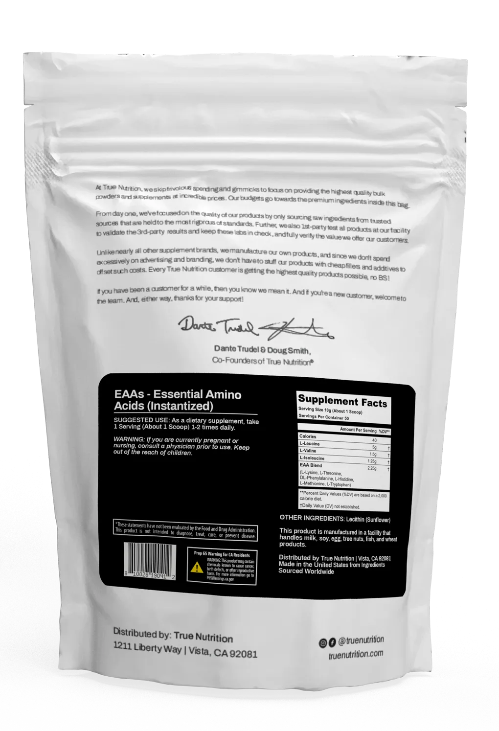 EAA's – Essential Amino Acids – Instantized Powder