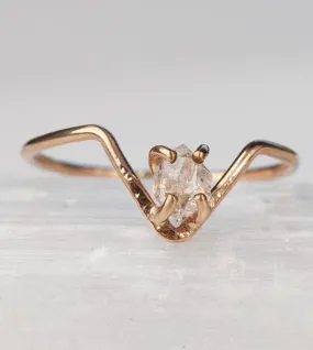 Herkimer Diamond Chevron Ring