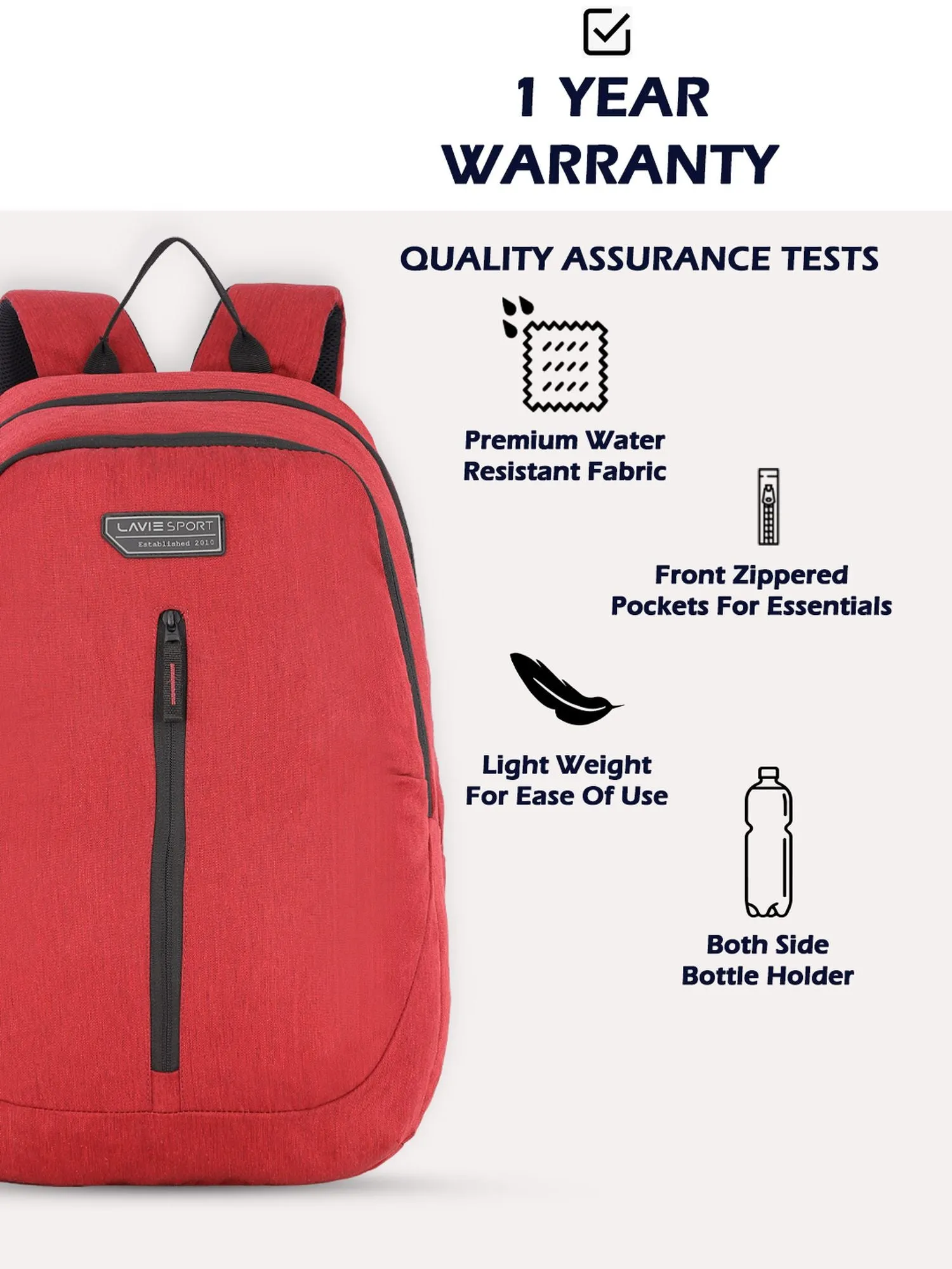 Lavie Sport Chief 32L Laptop Backpack For Men & Women Red