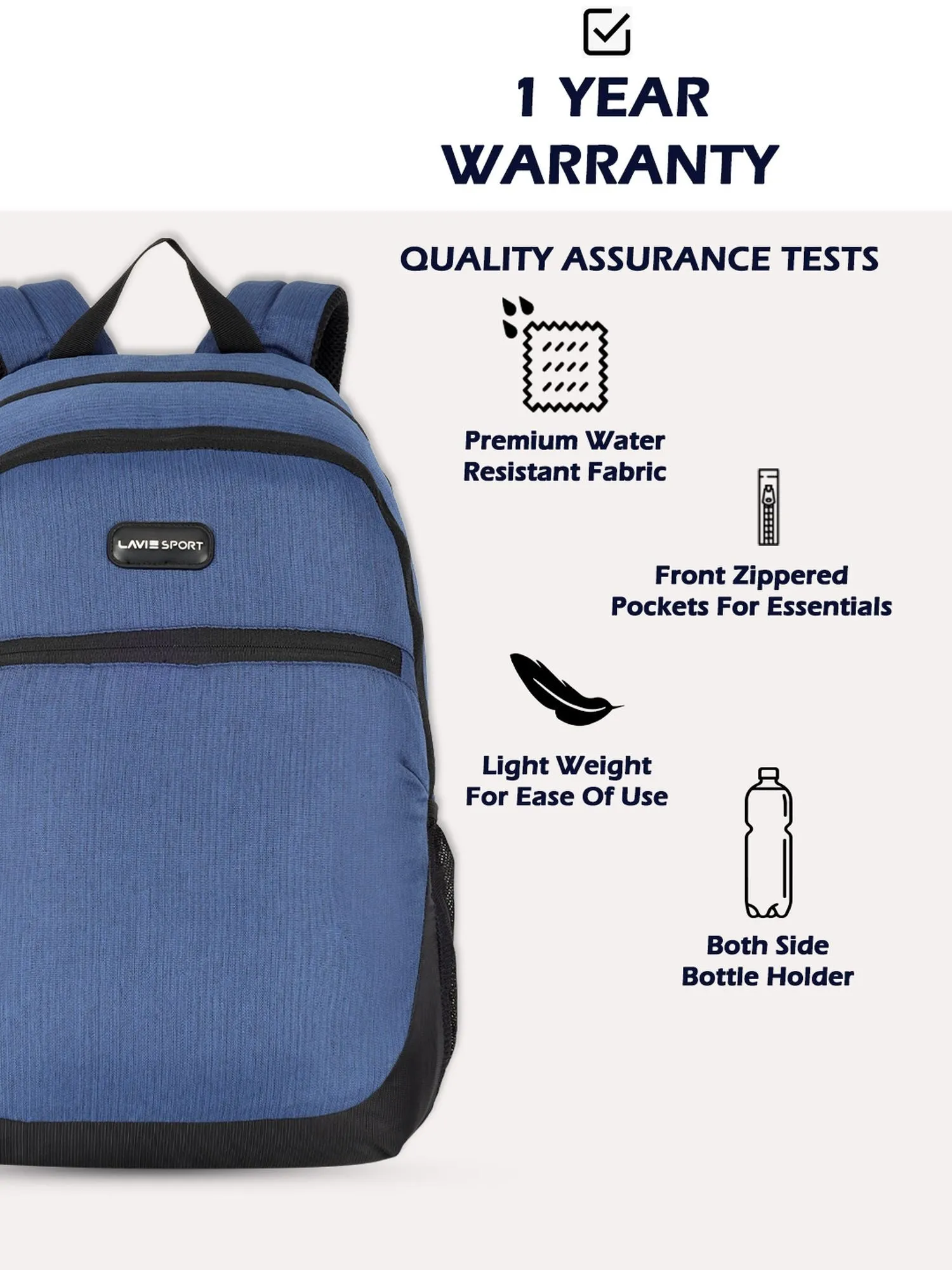 Lavie Sport Ruler 32L Laptop Backpack For Men & Women Navy