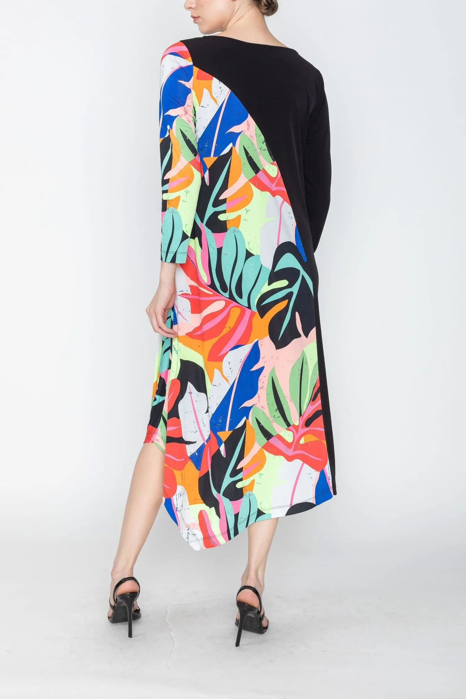 Plus Size Asymmetrical Color Block Dress