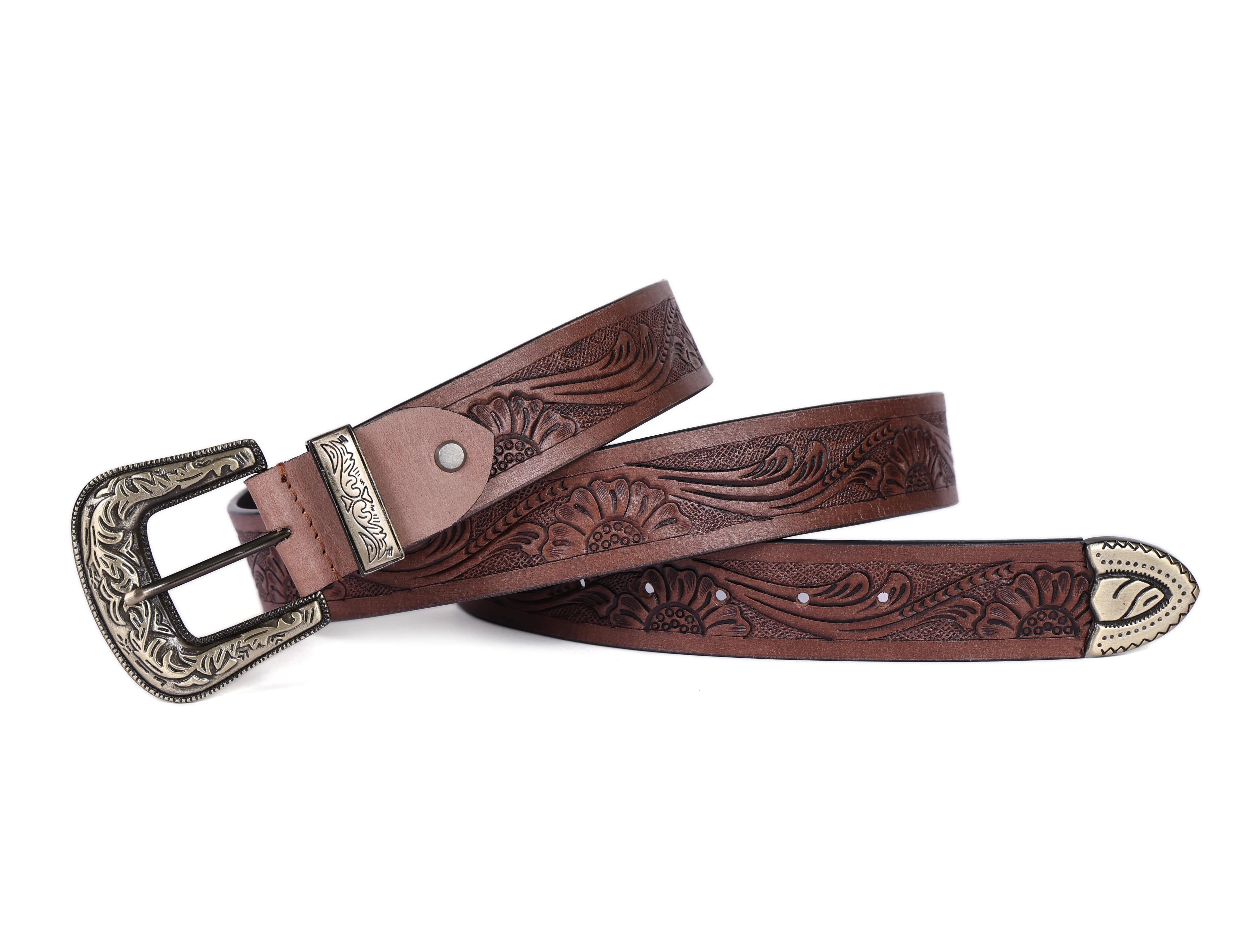 "Crafted Mastery: Hand-Carved Leather Belts for Timeless Style" Art: LB-813