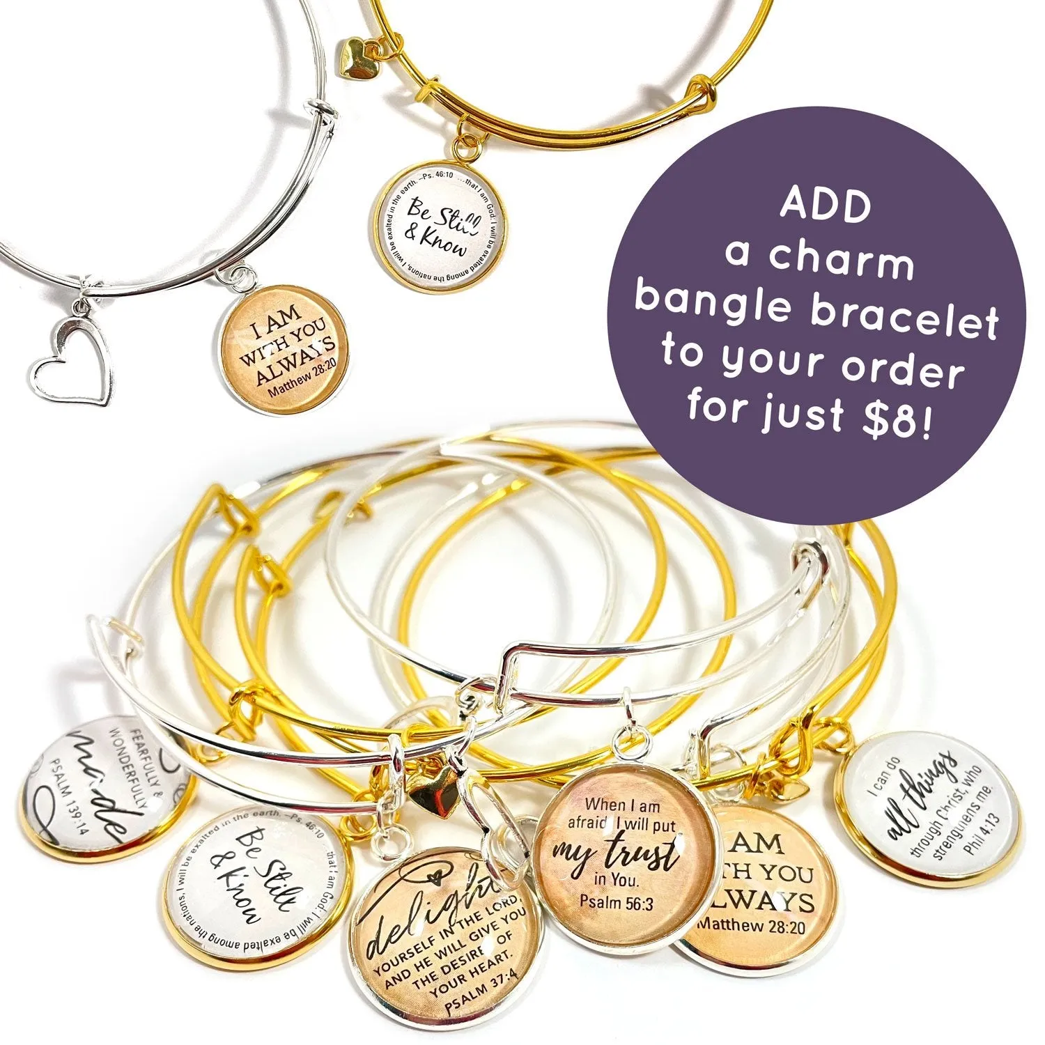 "Thy Word is Truth" John 17:17 Scripture Silver-Plated Pendant Necklace (2 Sizes) – Add a Matching Charm Bangle!