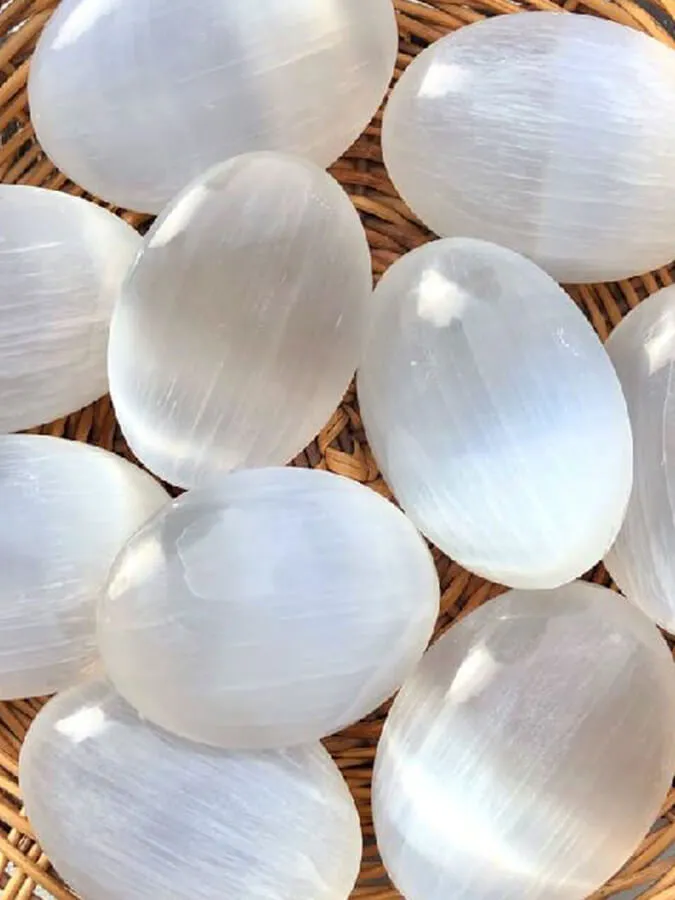 Selenite Crystal Palm Stone