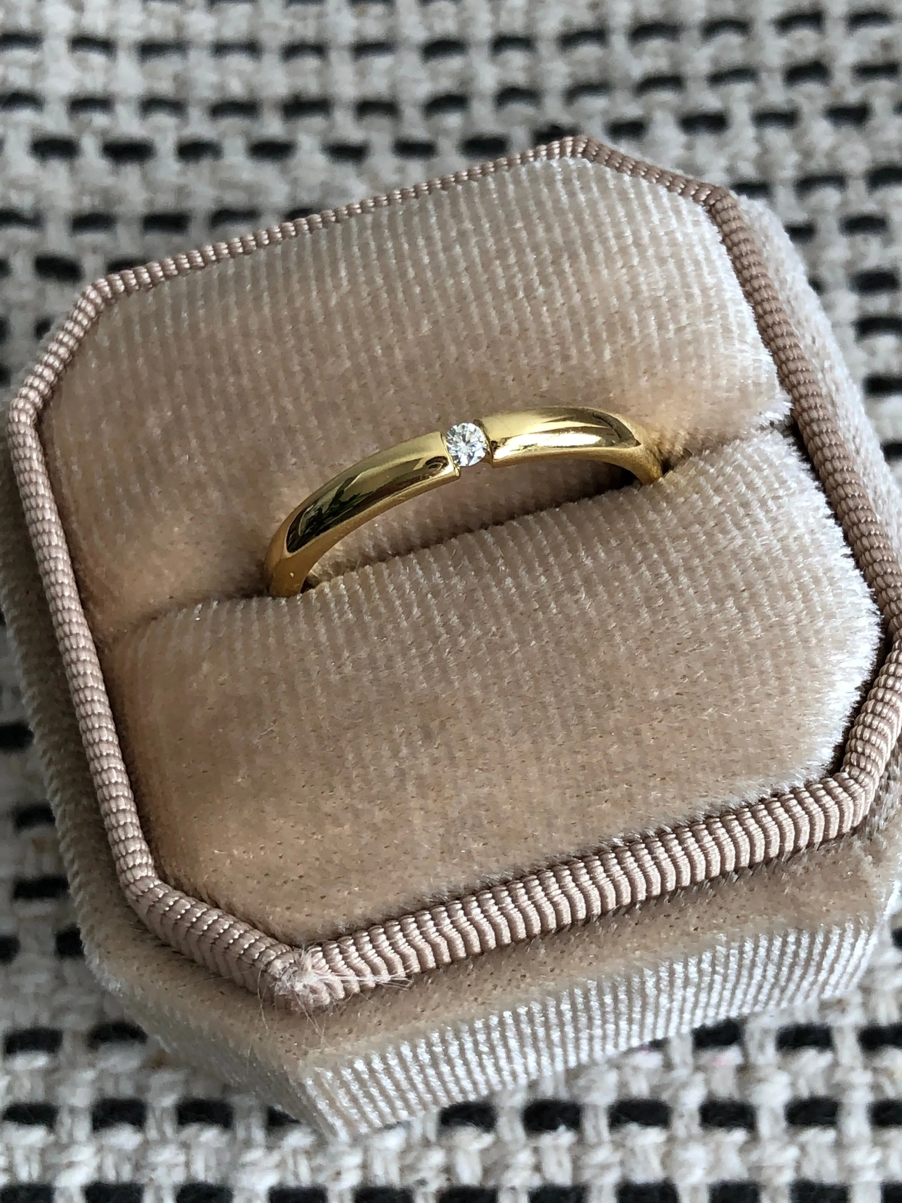 Tension Set Diamond Ring, Solid 14k Gold