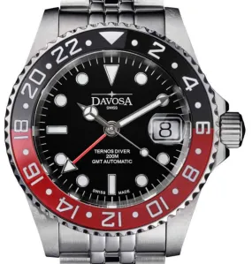 Ternos Ceramic Automatic GMT Black Red Diving Watch 16159009 OUTLET