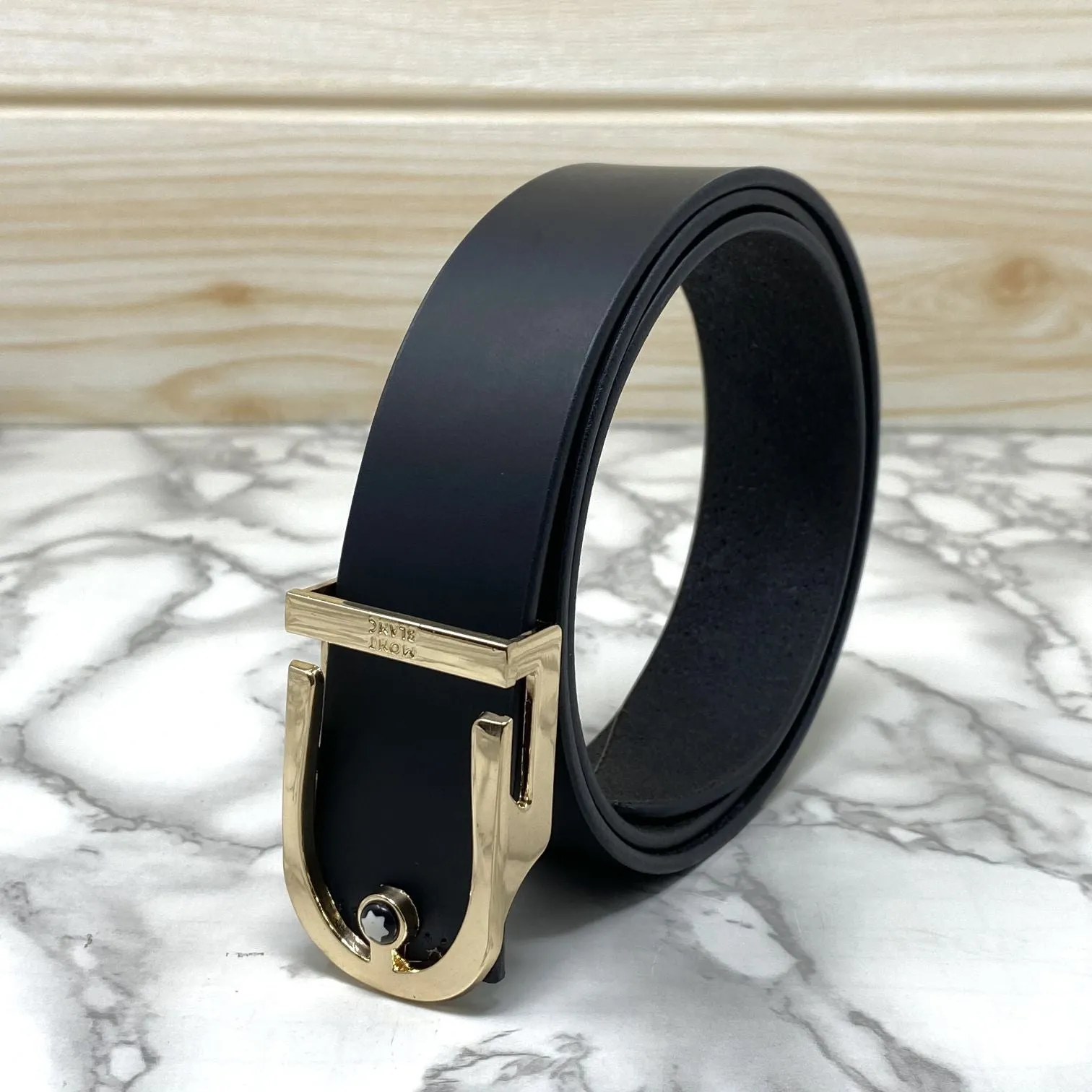 U-Shape Signature Formal Leather Strap Belt-JonasParamount