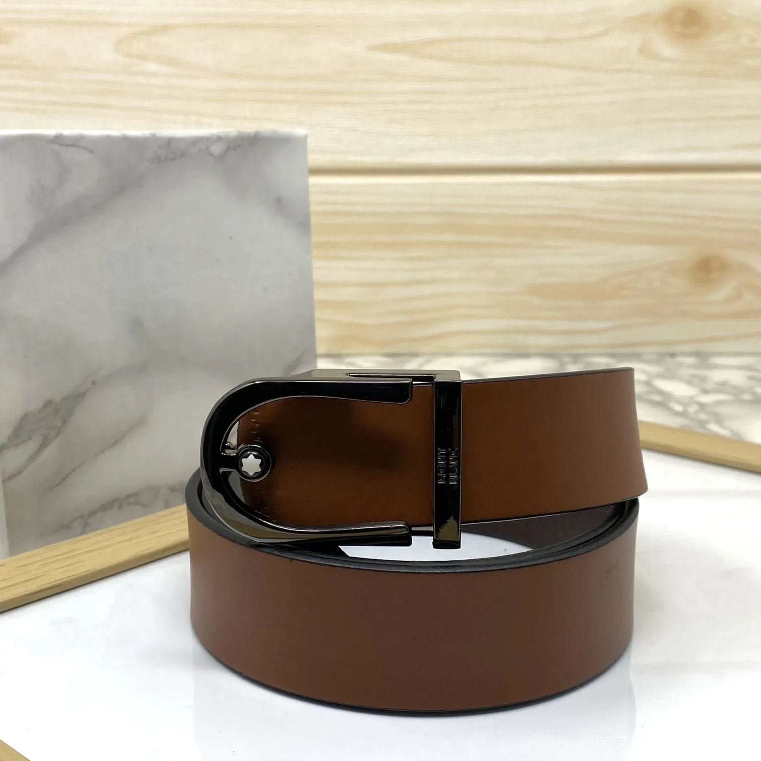 U-Shape Signature Formal Leather Strap Belt-JonasParamount