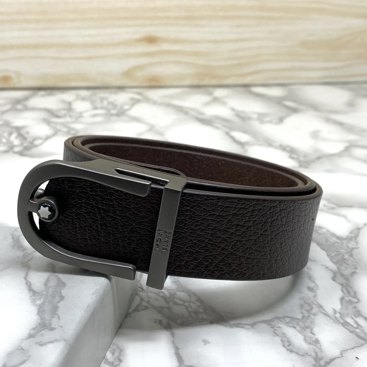 U-Shape Signature Formal Leather Strap Belt-JonasParamount