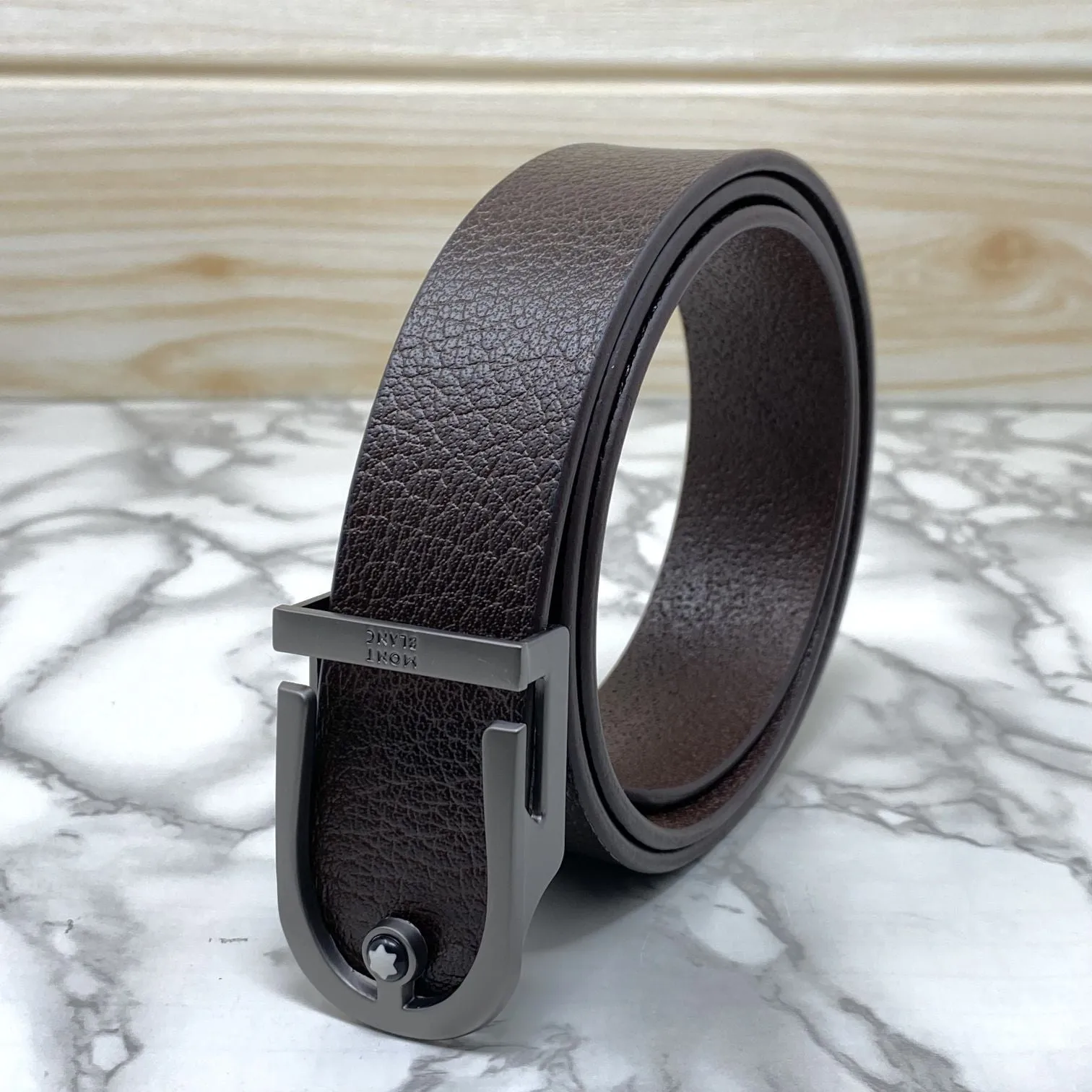 U-Shape Signature Formal Leather Strap Belt-JonasParamount