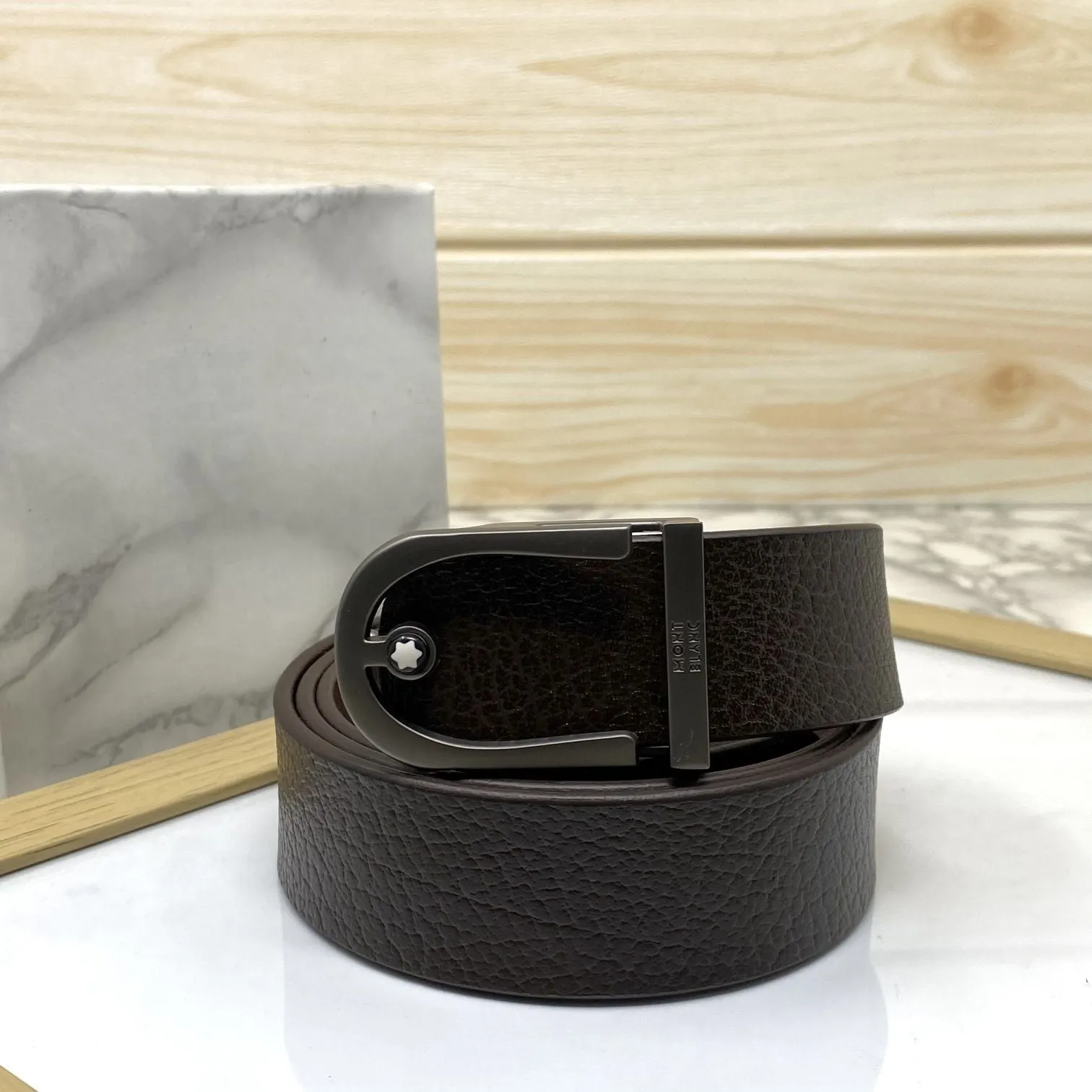 U-Shape Signature Formal Leather Strap Belt-JonasParamount