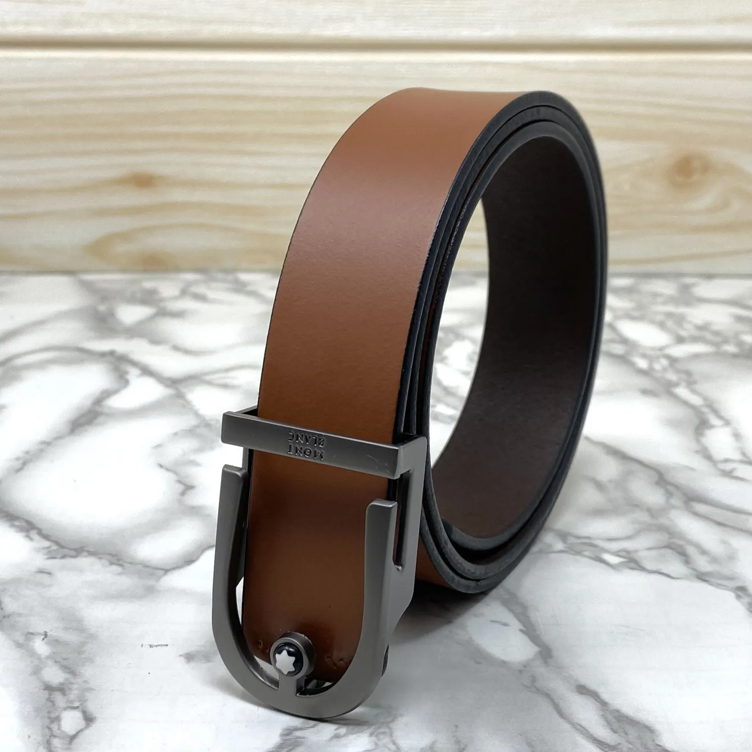 U-Shape Signature Formal Leather Strap Belt-JonasParamount